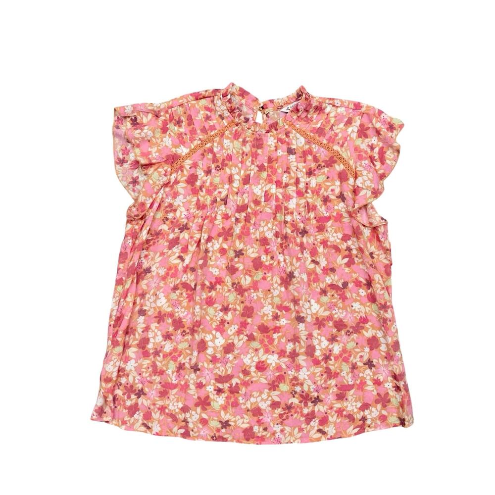 Nanette Floral Romantic Blouse M Pink Ruffled Boho Colorful Festival Cottagecore